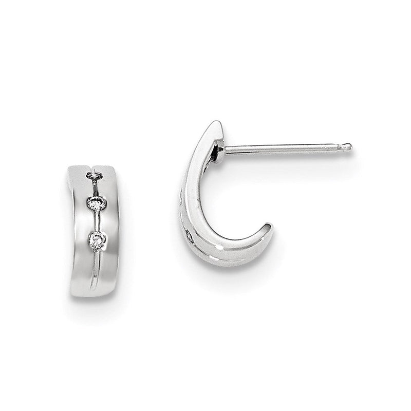 14K Weißgold Diamant-Huggie-Ohrstecker mit Pfosten