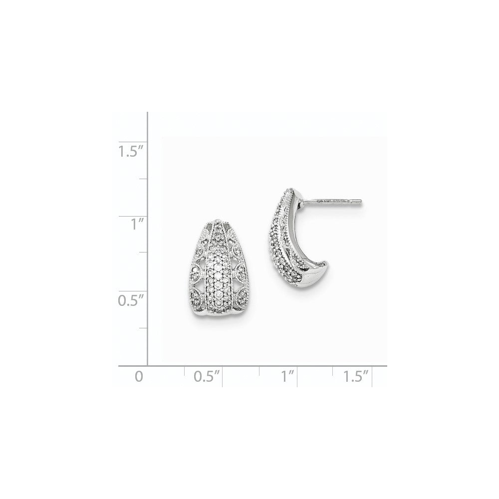 14K Weißgold Diamant-J-Creolen mit Steckverschluss