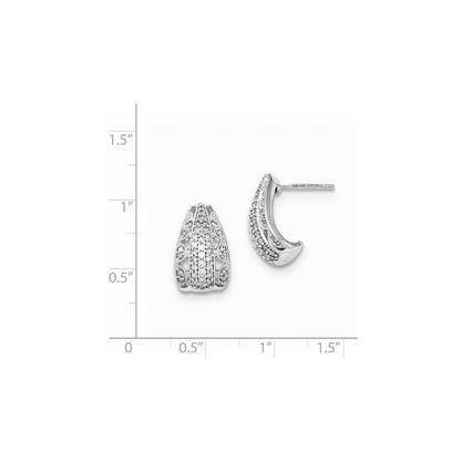 14K Weißgold Diamant-J-Creolen mit Steckverschluss