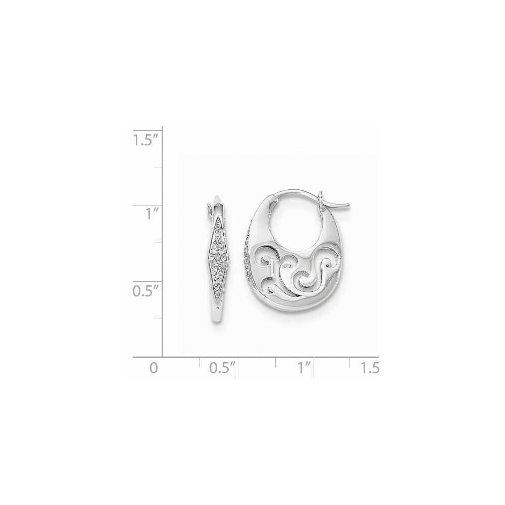 14K Weißgold Diamant-Creolen mit ovalem Cut-out-Design
