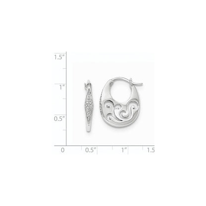 14K Weißgold Diamant-Creolen mit ovalem Cut-out-Design