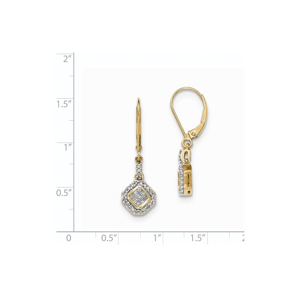 14K Gelbgold Creolen-Ohrhänger mit Scharnier, poliert, mit echten Diamanten