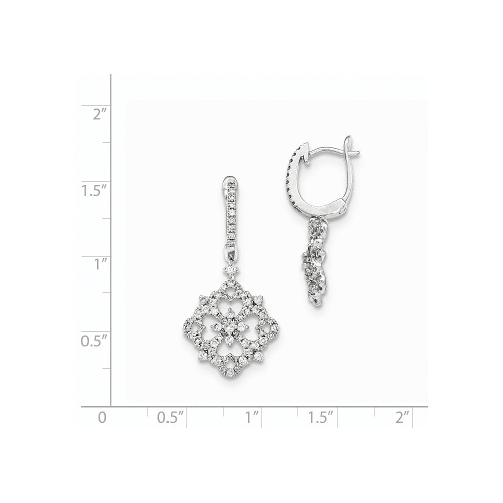 14K Weißgold Diamant-Ohrhänger mit Leverback-Verschluss, echte Diamanten