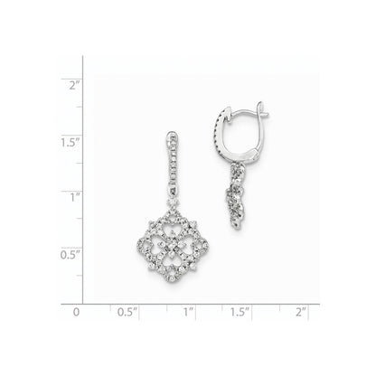 14K Weißgold Diamant-Ohrhänger mit Leverback-Verschluss, echte Diamanten