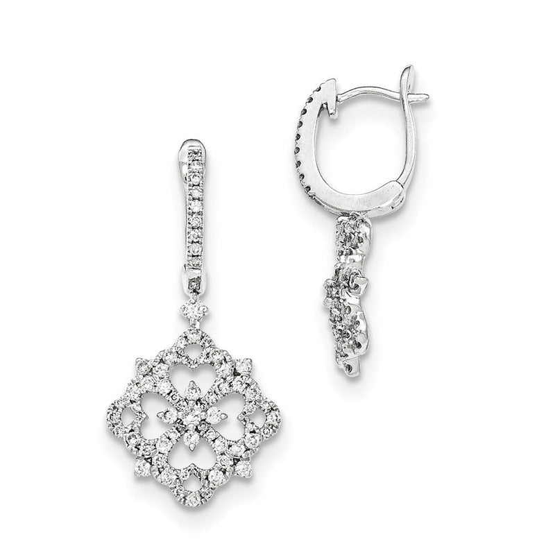 14K Weißgold Diamant-Ohrhänger mit Leverback-Verschluss, echte Diamanten