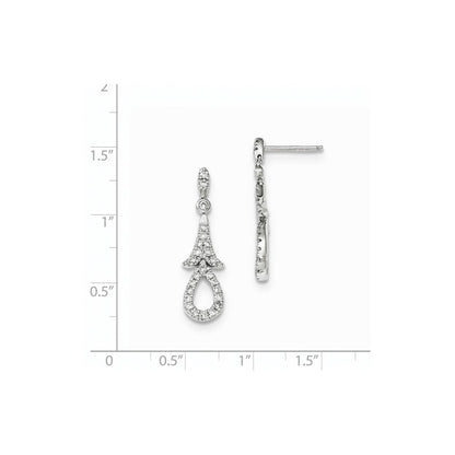 14K Weißgold Diamant-Ohrhänger mit Echtdiamanten und Ohrstecker-Verschluss