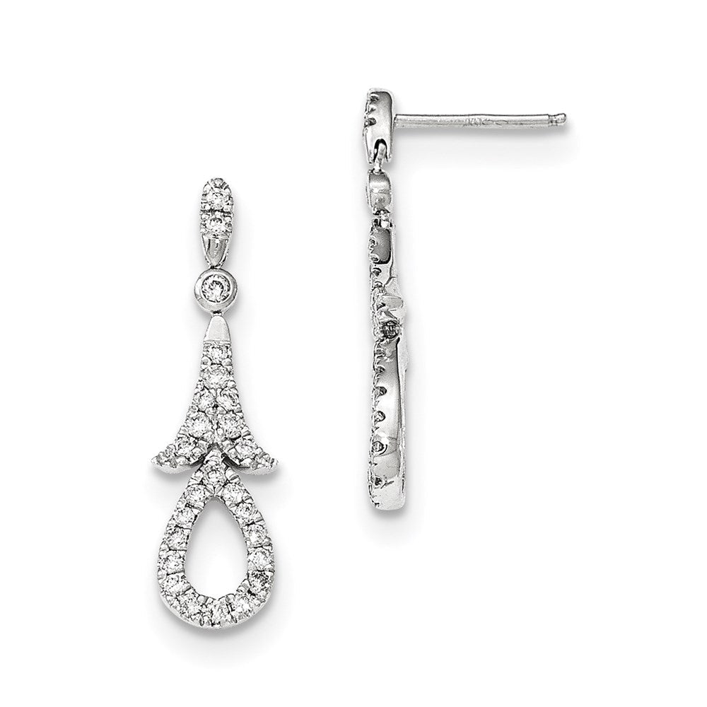 14K Weißgold Diamant-Ohrhänger mit Echtdiamanten und Ohrstecker-Verschluss