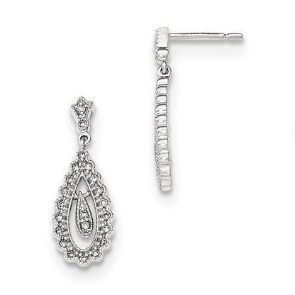 14K Weißgold Diamant-Ohrhänger mit Ohrstecker-Verschluss