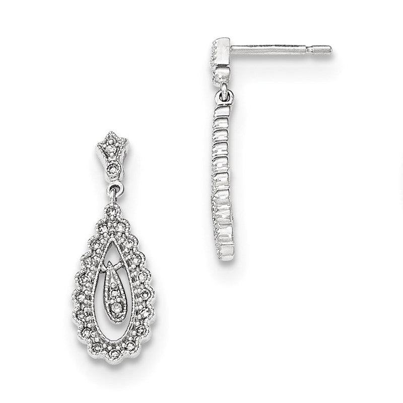 14K Weißgold Diamant-Ohrhänger mit Ohrstecker-Verschluss