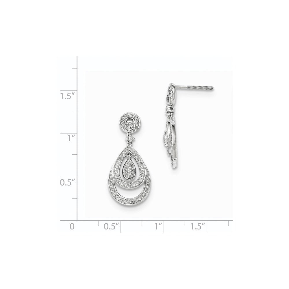 14K Weißgold Ohrhänger mit echten Diamanten in Tropfenform, Stecker