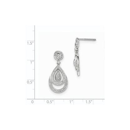 14K Weißgold Ohrhänger mit echten Diamanten in Tropfenform, Stecker