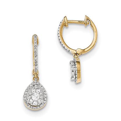 14K Gelbgold Ohrhänger mit Diamanten und Klappmechanismus