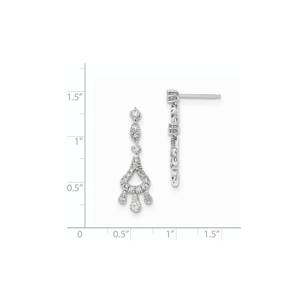 14K Weißgold Ohrhänger mit echten Diamanten