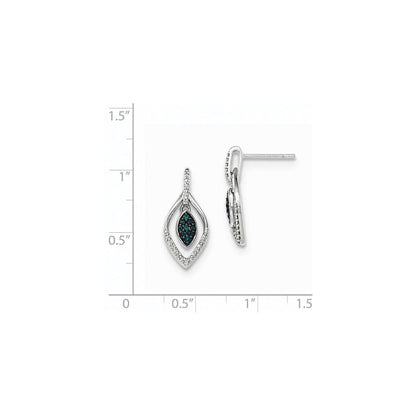 14K Weißgold Ohrhänger mit blauen und weißen echten Diamanten