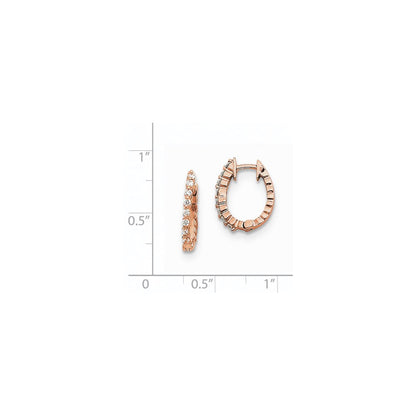 14K Roségold Creolen mit Klappscharnier und echten AAA-Diamanten