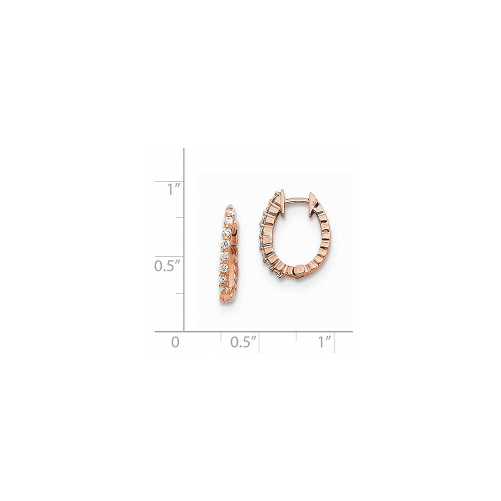 14K Roségold Creolen mit Klappscharnier und echten Diamanten, VS