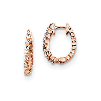 14K Roségold Creolen mit Klappscharnier und echten Diamanten, VS