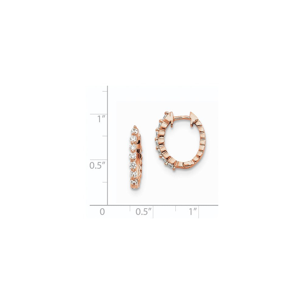 14K Roségold Creolen mit AAA echten Diamanten und Klappscharnier
