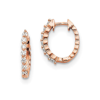 14K Roségold Creolen mit AAA echten Diamanten und Klappscharnier