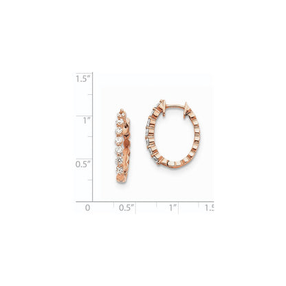 14K Roségold Creolen mit AA echten Diamanten und Klappscharnier