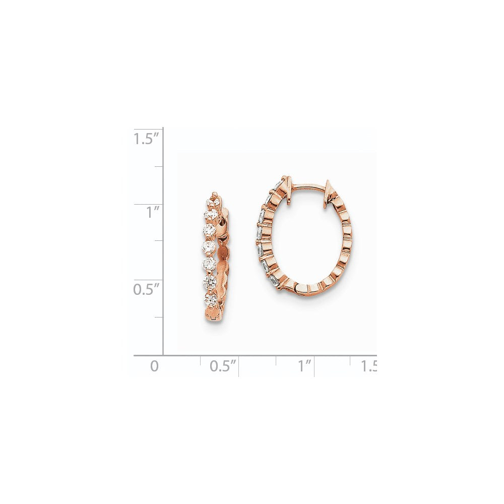 14K Roségold Creolen mit echten Diamanten und Klappscharnier