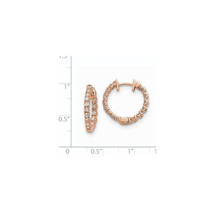 14K Roségold Creolen mit Klappscharnier und echten Diamanten