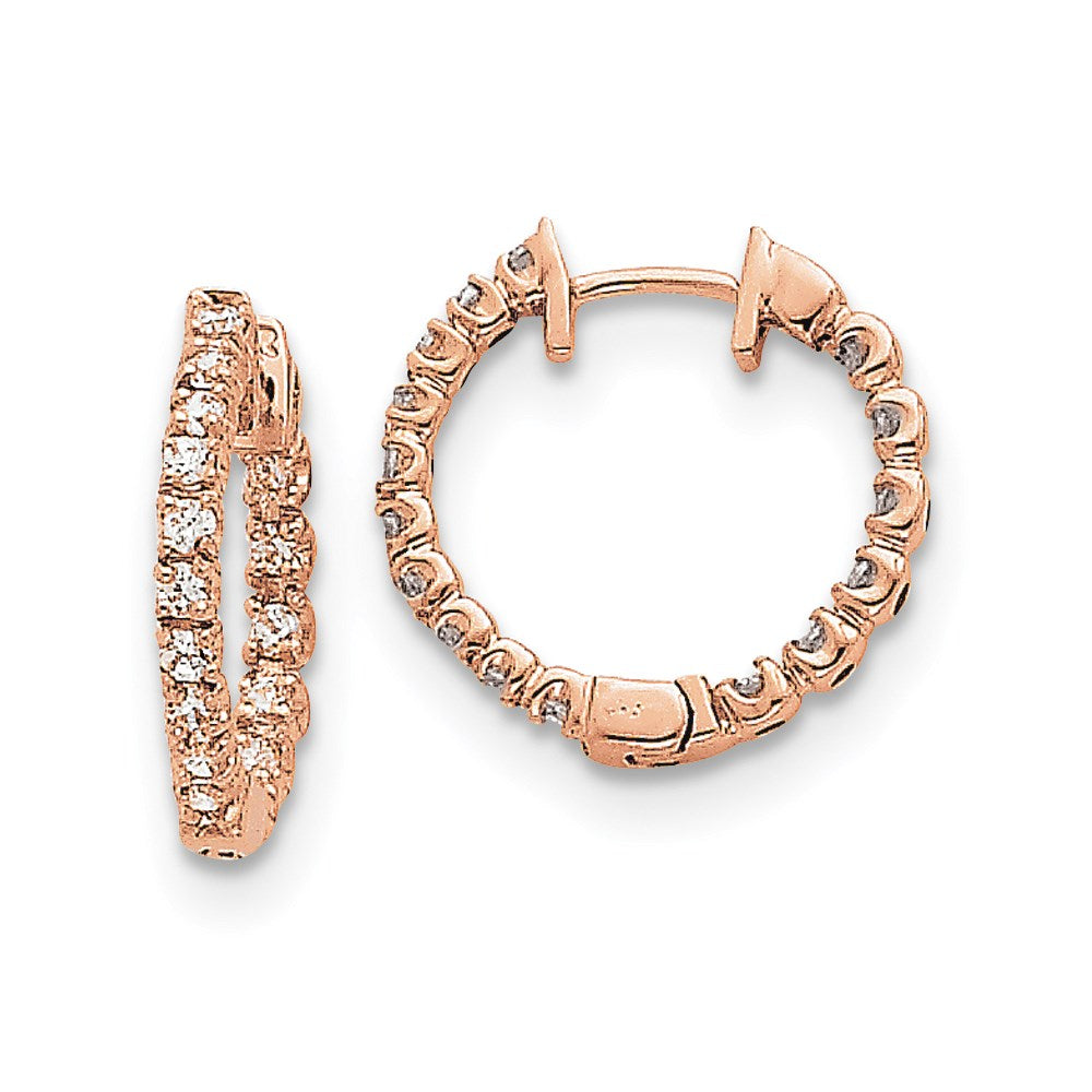 14K Roségold Creolen mit Klappscharnier und echten Diamanten, VS