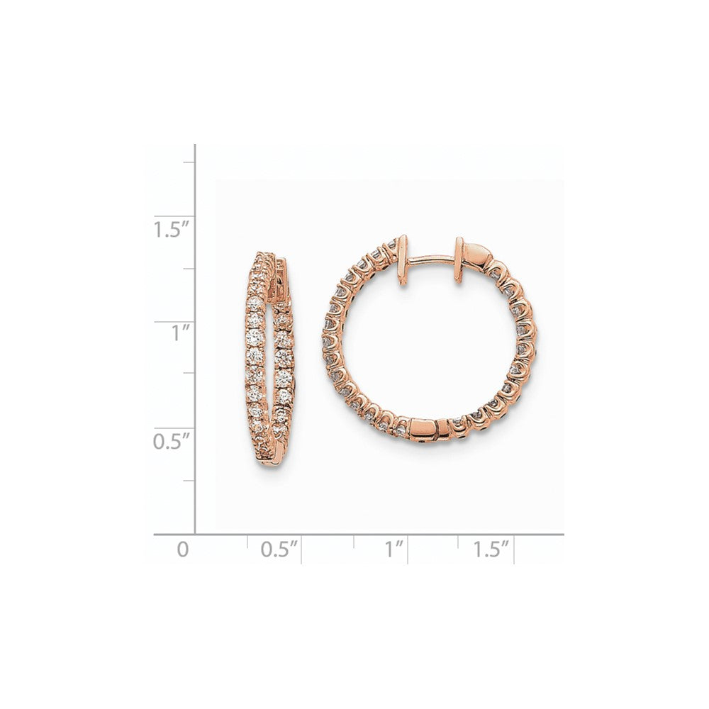 14K Roségold Creolen mit echten AA-Diamanten und Klappscharnier