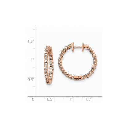 14K Roségold Creolen mit echtem Diamant, mit Scharnier