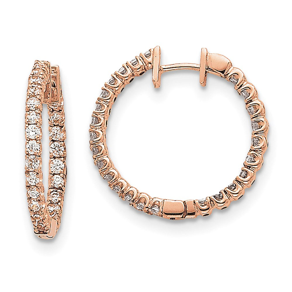 14K Roségold Creolen mit Klappscharnier und echten VS Diamanten