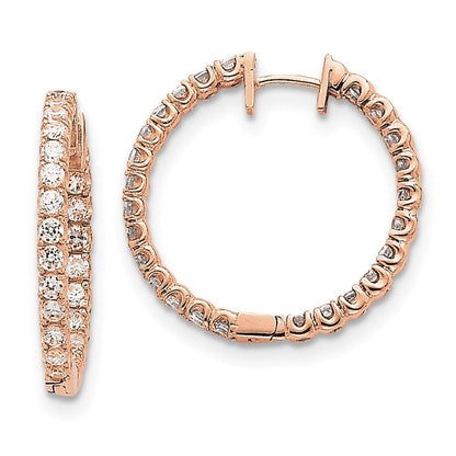 14K Roségold Creolen mit Klappscharnier und echten Diamanten VS