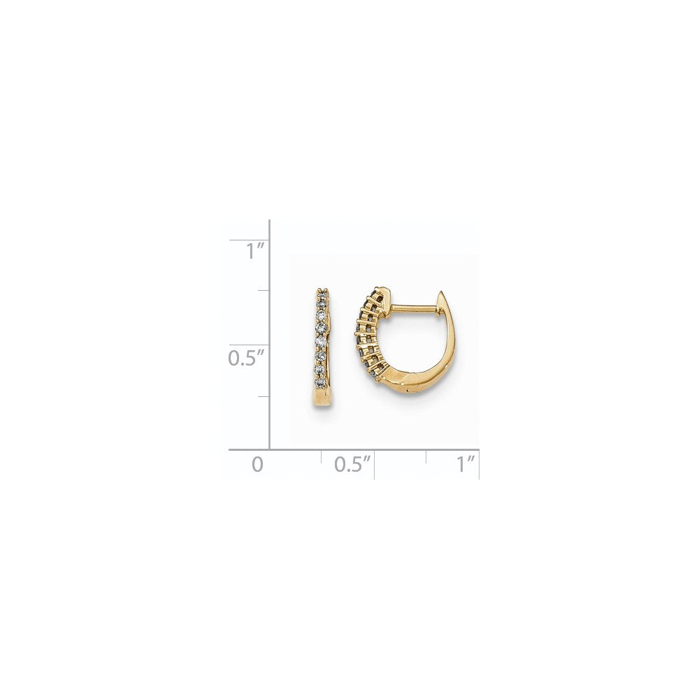 14K Gelbgold Poliert Echte Diamant-Creolen mit Scharnier
