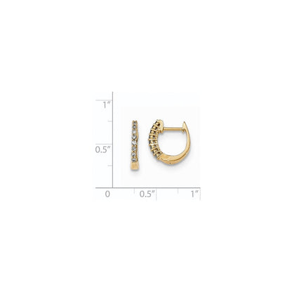 14K Gelbgold Poliert Echte Diamant-Creolen mit Scharnier