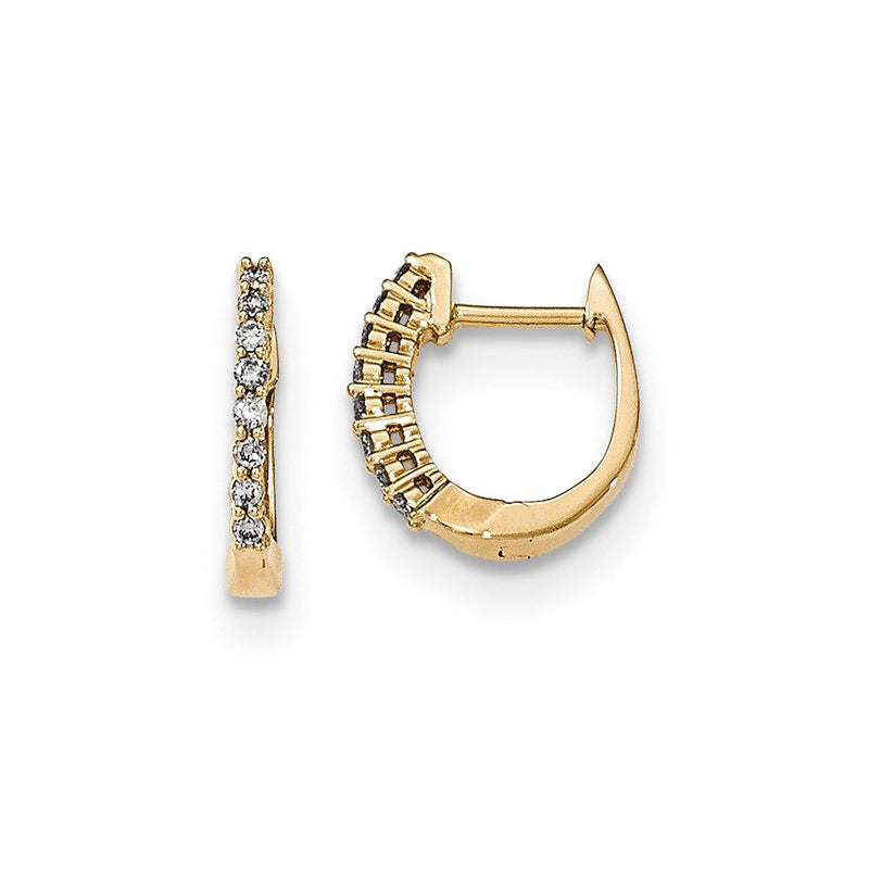 14K Gelbgold Poliert Echte Diamant-Creolen mit Scharnier