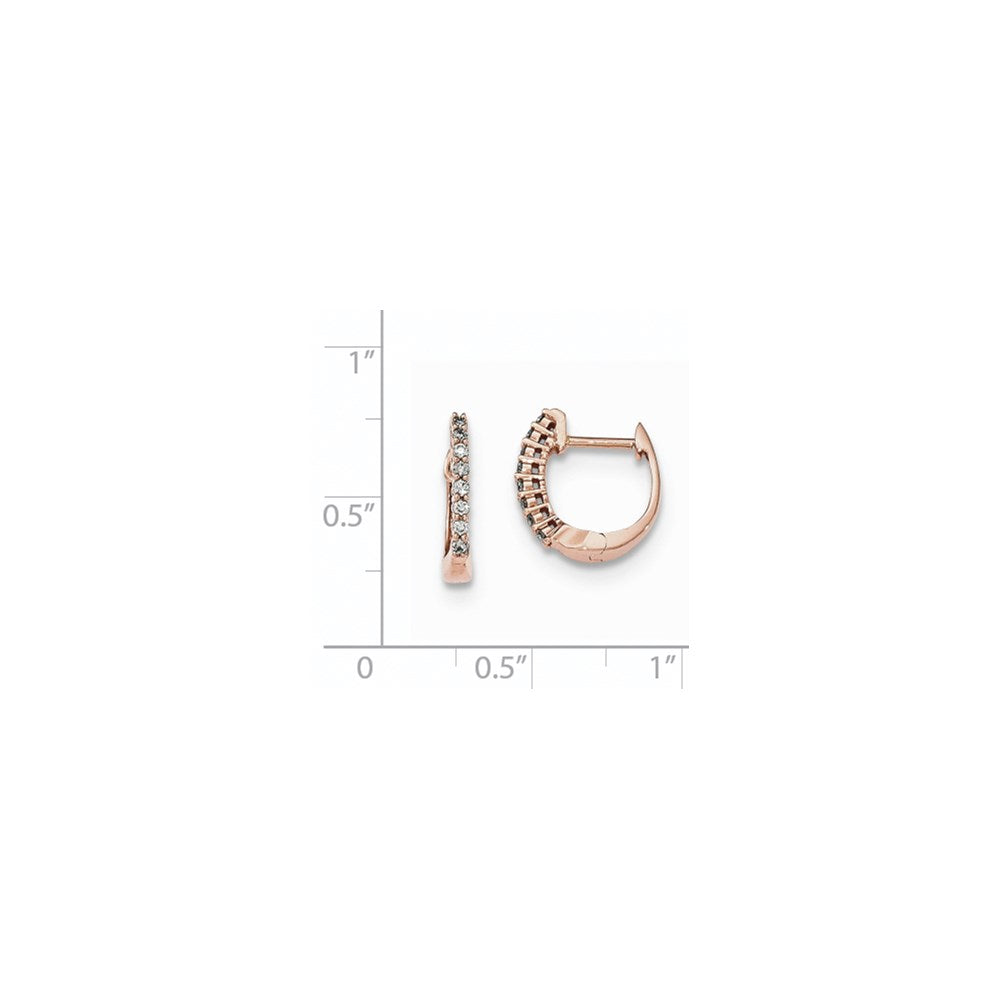 14K Roségold Polierte Creolen mit echten Diamanten und Klappscharnier
