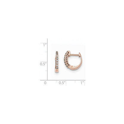14K Roségold Polierte Creolen mit echten Diamanten und Klappscharnier