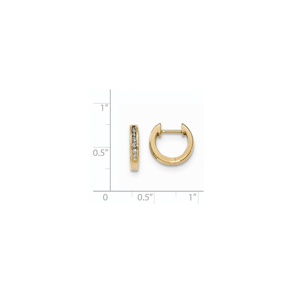 14K Gelbgold polierte Creolen mit echten Diamanten