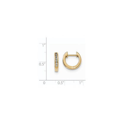 14K Gelbgold polierte Creolen mit echten Diamanten