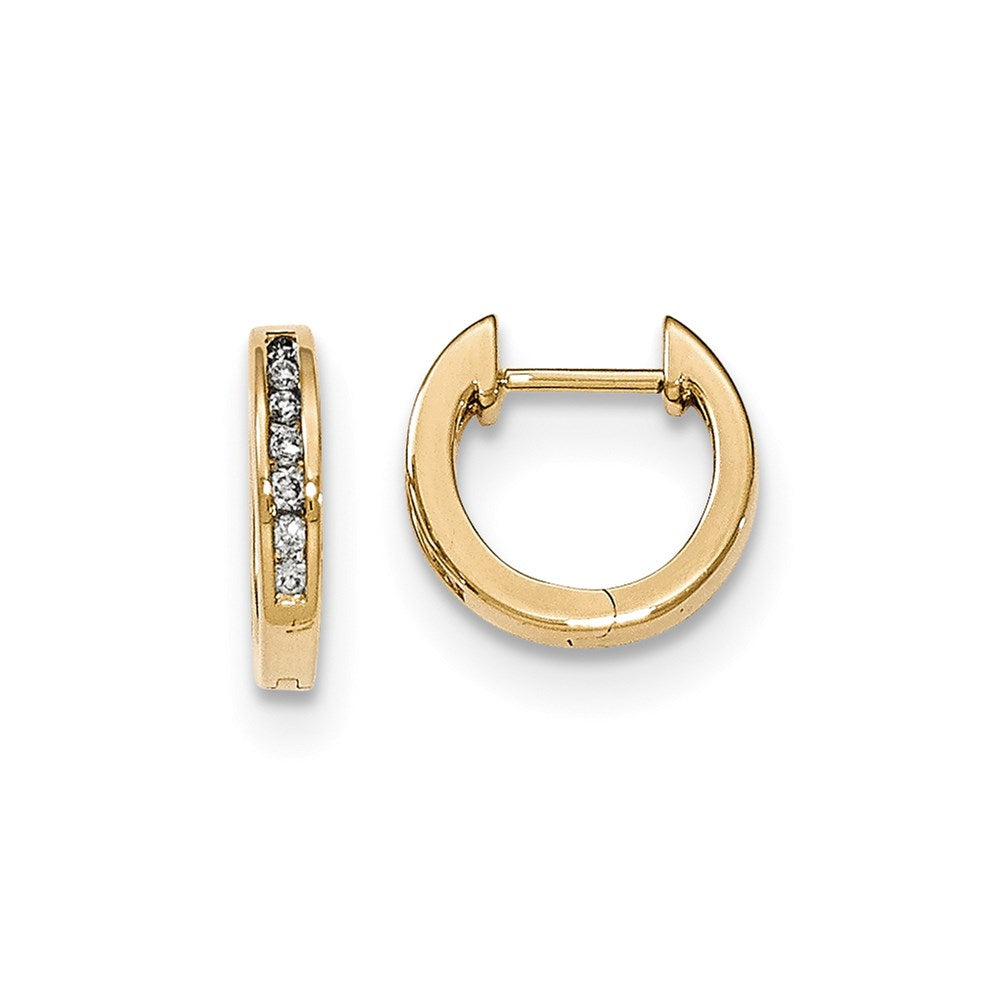 14K Gelbgold polierte Creolen mit echten Diamanten