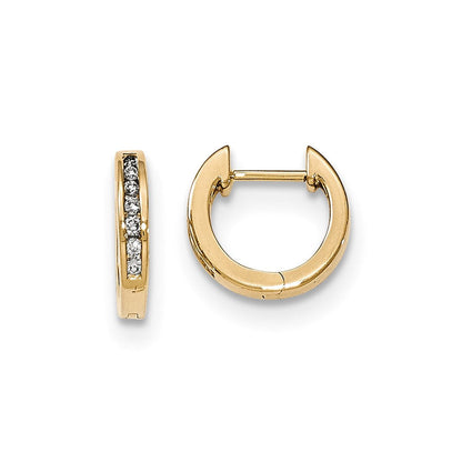 14K Gelbgold polierte Creolen mit echten Diamanten