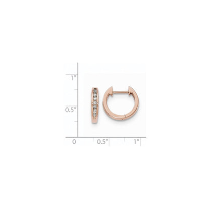 14K Roségold Diamant Creolen mit Scharnier, poliert