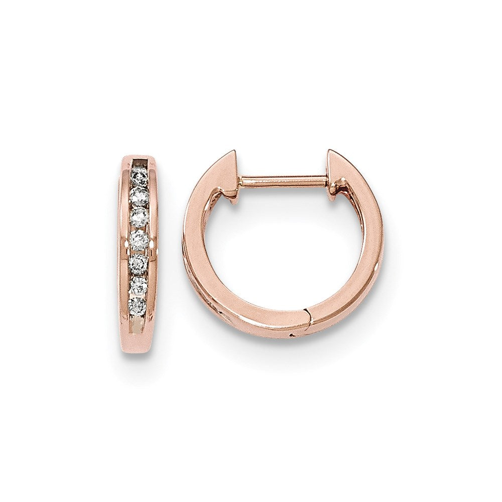 14K Roségold Diamant Creolen mit Scharnier, poliert