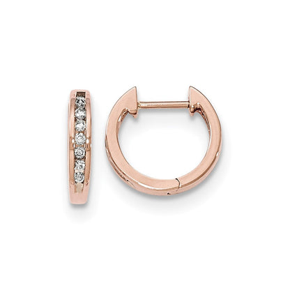 14K Roségold Diamant Creolen mit Scharnier, poliert