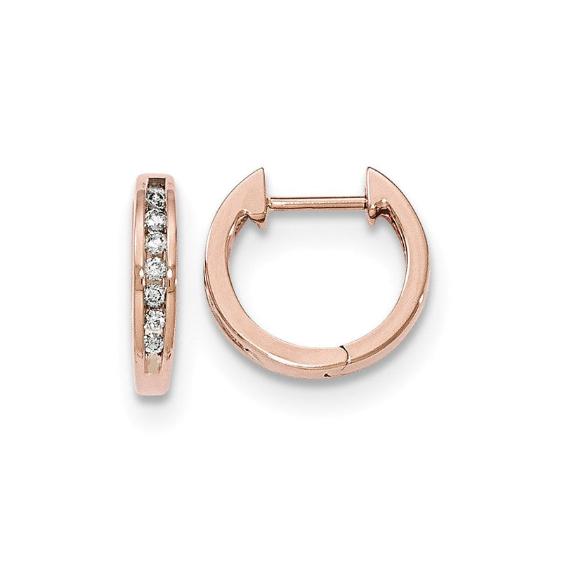 14K Roségold Diamant Creolen mit Scharnier, poliert