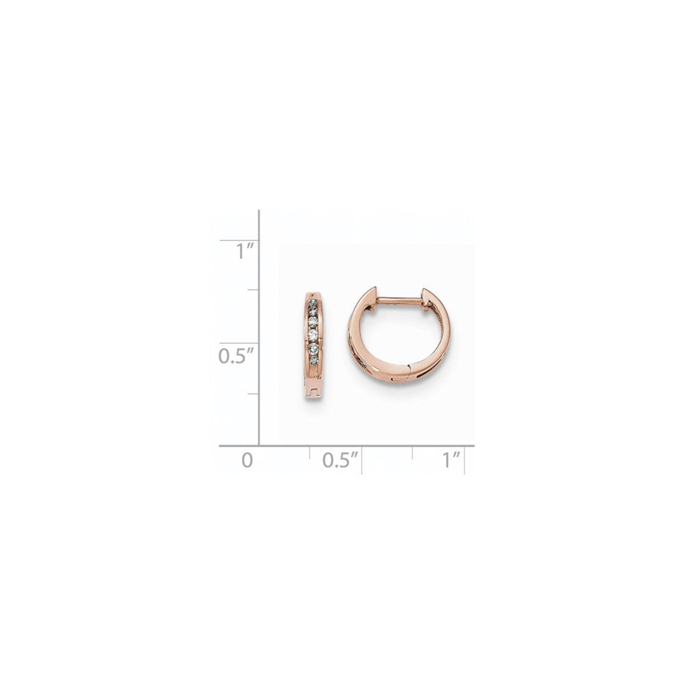 14K Roségold Polierte Echte Diamant-Creolen mit Scharnier