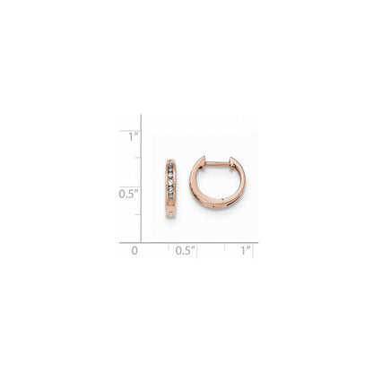 14K Roségold Polierte Echte Diamant-Creolen mit Scharnier