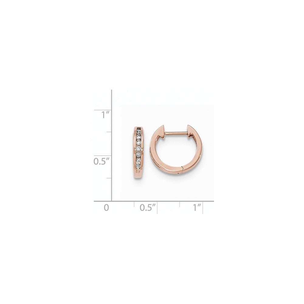 14K Roségold Creolen mit echten Diamanten und Klappscharnier