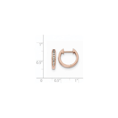 14K Roségold Creolen mit echten Diamanten und Klappscharnier