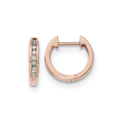 14K Roségold Creolen mit echten Diamanten und Klappscharnier