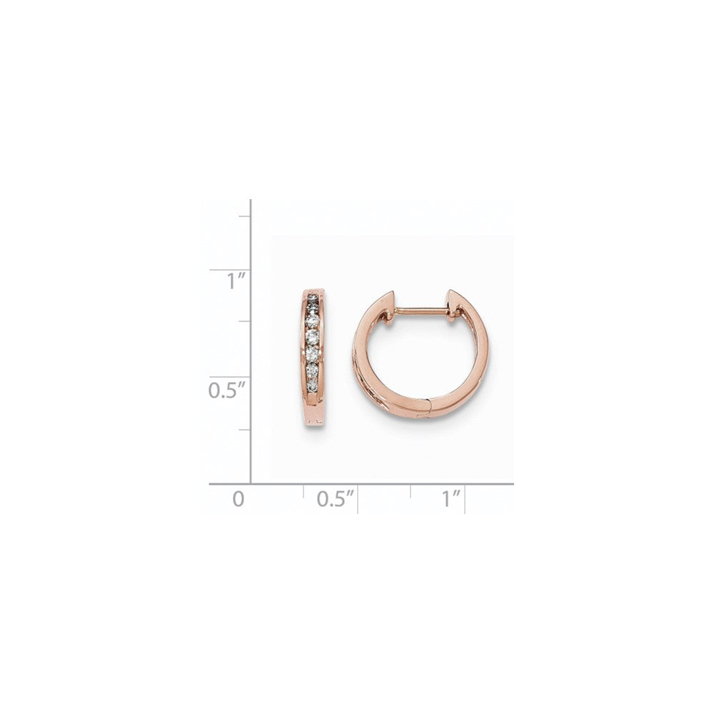 14K Roségold Creolen mit echten Diamanten und Klappscharnier